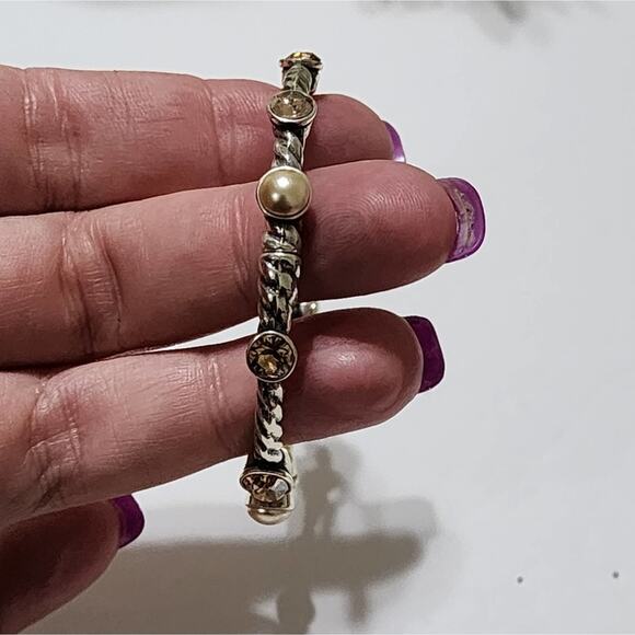 Brighton Monte Carlo hinged retired rare amber colored silver plated bracelet‎ - Picture 4 of 8